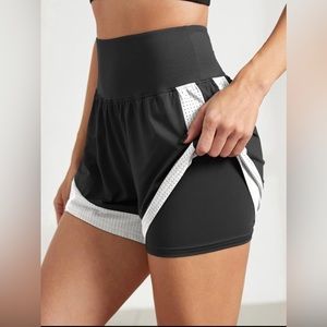 Black and white workout shorts size medium